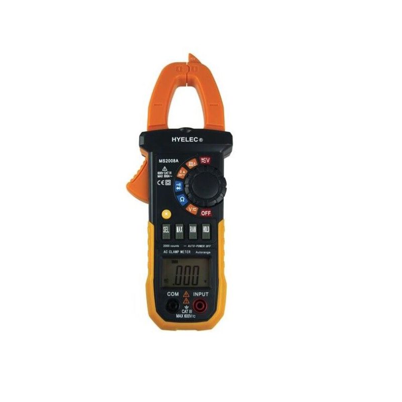 MS2008A Digital AC Clamp Meter designed to CE, IEC-61010, CAT.III 600V, RoHS