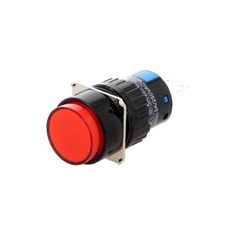 V16-A11-R Switch push-button 1-position SPST red Leads for soldering  ONPOW