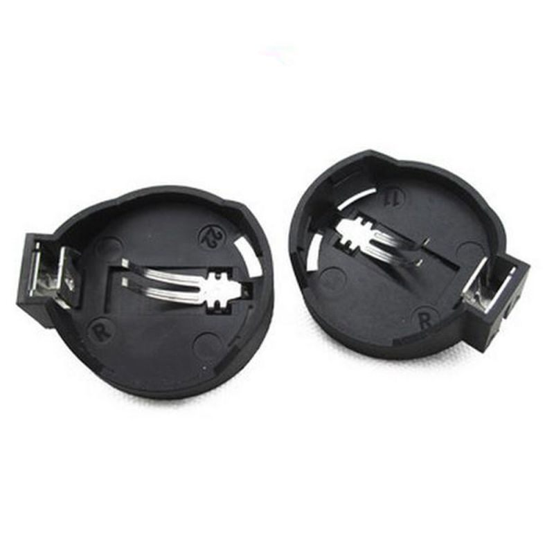 Plastic Black 3V CR2025/CR2032 Button Battery Socket Holder Support (LOT OF 2)