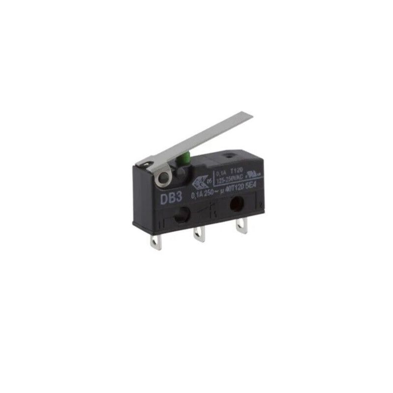 DB3C-B1LC ZF Short Lever Micro Switch, Solder Terminal, 100 mA @ 30 V dc, SPDT-N