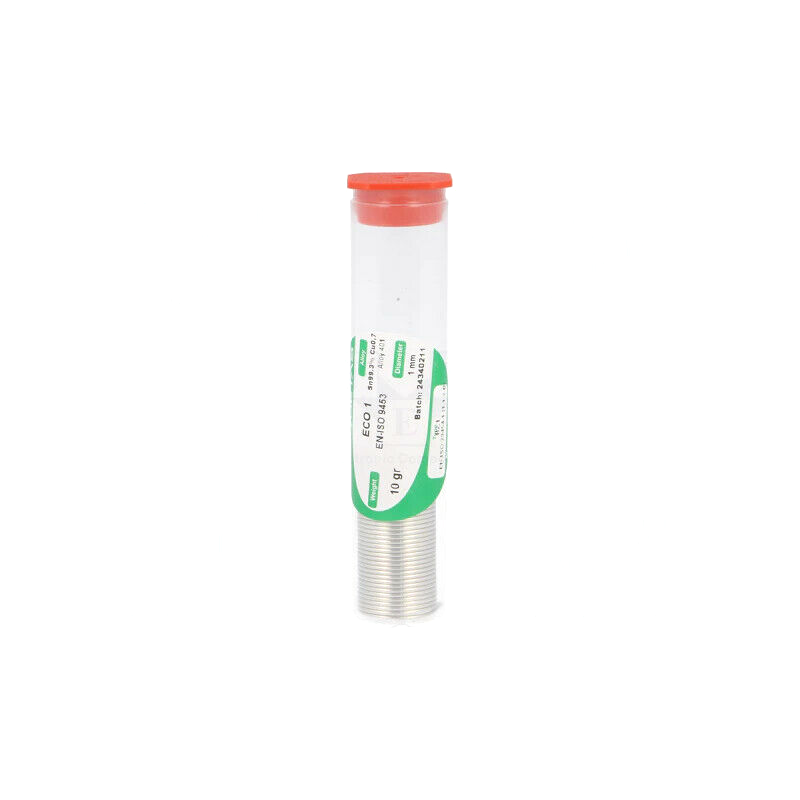 ECO1-10/10FL Soldering wire; Sn99,3Cu0,7; 1mm; 10g; lead free; Package: phial