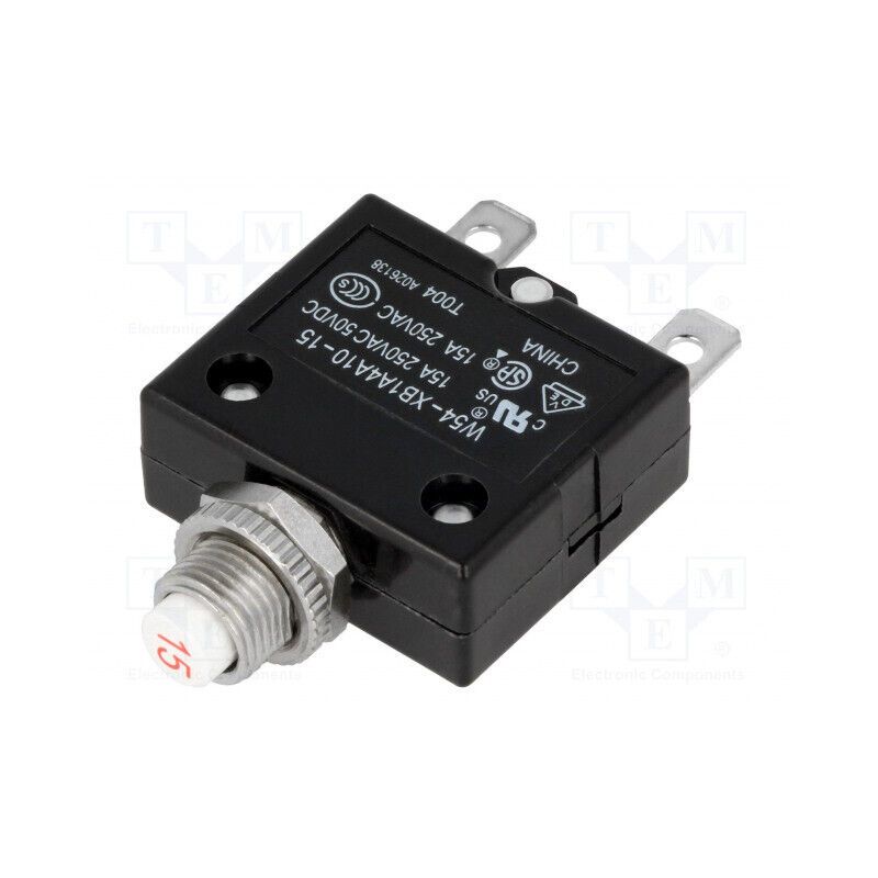 W54-XB1A4A10-15 Circuit breaker; Urated: 250VAC; 50VDC; 15A; SPST-NC; Poles: 1