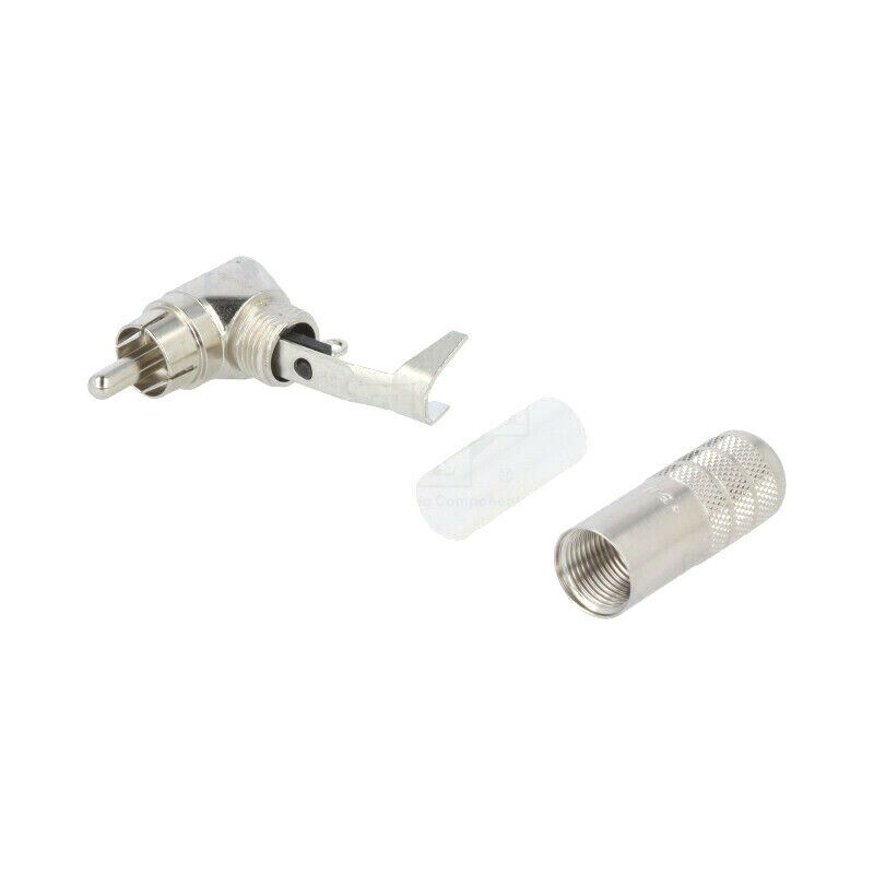 3502RA Plug; RCA; male; angled 90°; soldering; silver; nickel platedUK COMPANY