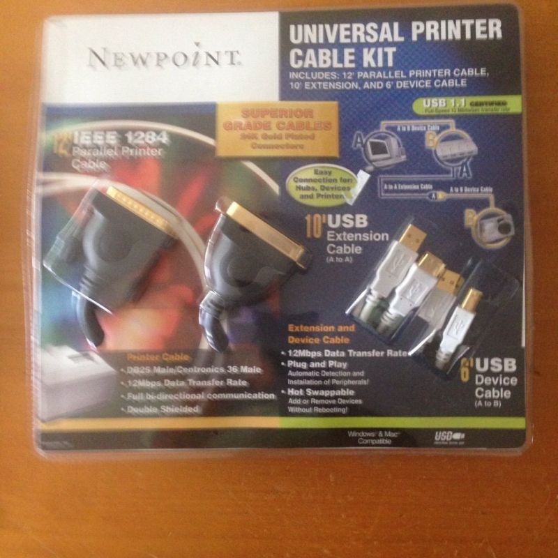 NEW: UNIVERSAL PRINTER CABLE KIT: NEWPOINT CBL/120