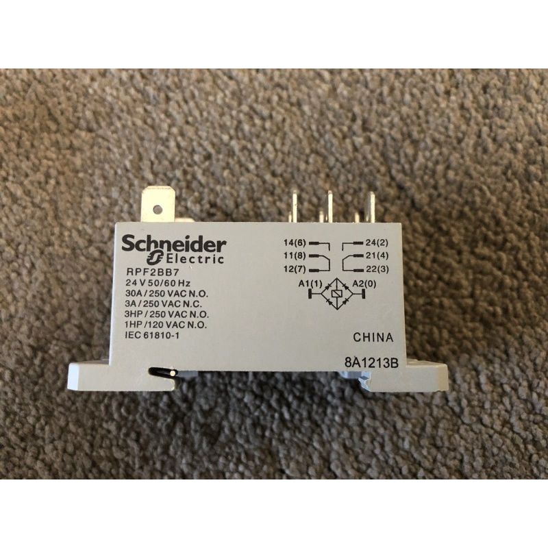 Schneider Electric RPF2BB7 Relay 2NO 30A 230V 24AV AC, Power Relay Plug-In Zelio