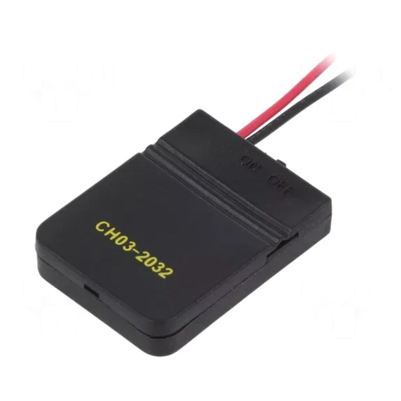 CH03-2032AS CR2032 Coin Cell Battery Holder with 150mm Leads, Black