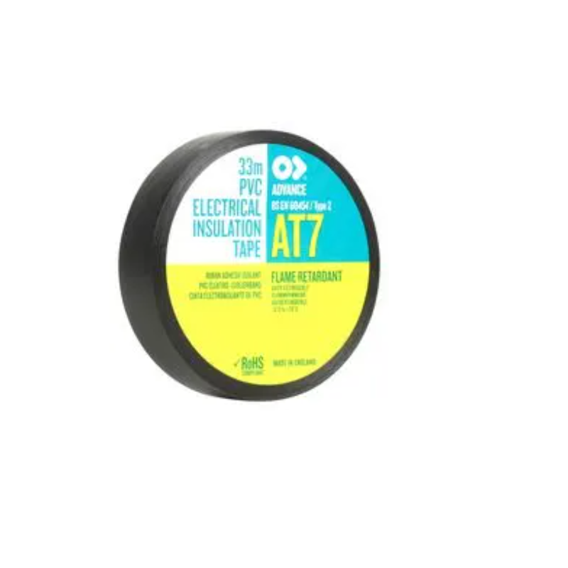 AT7 BLACK 33M X 19MM Electrical Insulation Tape, PVC (Polyvinyl Chloride), Black