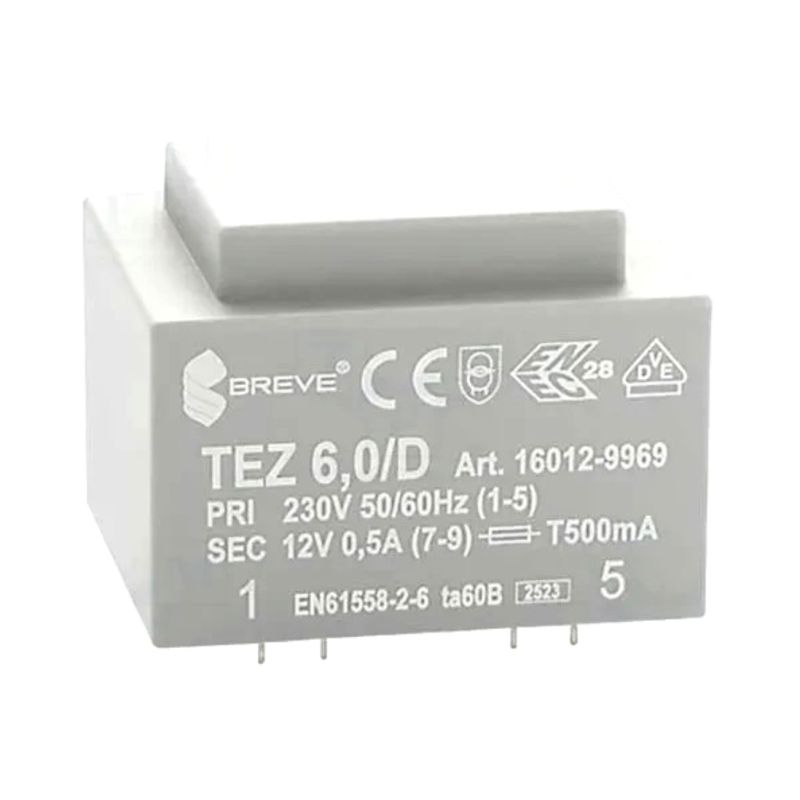 TEZ6/D/12V Transformer: encapsulated; 6VA; 230VAC; 12V; 500mA; PCB; IP00; TEZ