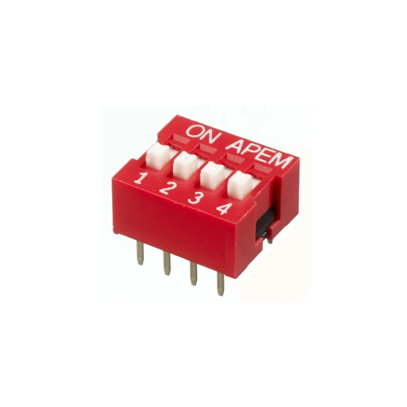 NDS-04-V  4 Way Through Hole DIP Switch SPST, Raised Actuator
